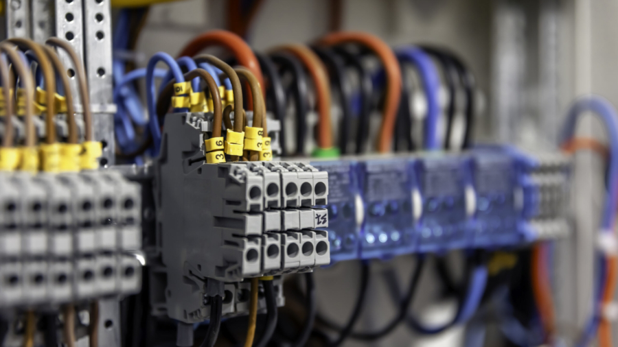 Electric control panel enclosure for power and distribution electricity. Uninterrupted, electrical voltage.